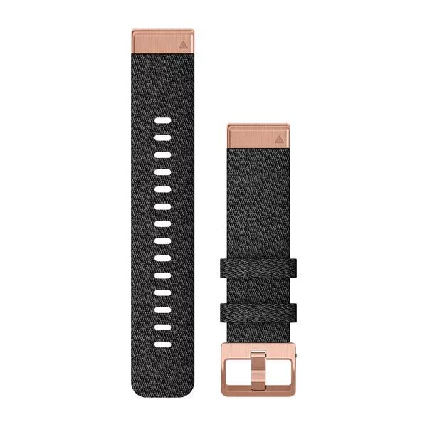 Quickfit 20mm Heathered Black Nylon with Rose Gold Hardware Band