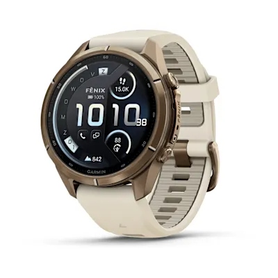 Garmin Fenix 9 Pro 43mm Amoled Inreach Autumn Gold Titanium Met Siliconen Band In Crème/french Gray