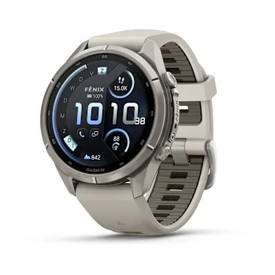 Garmin Fenix 9 Pro 43mm Amoled Inreach Titanium Met Siliconen Band In Fog Gray/dark Sandstone