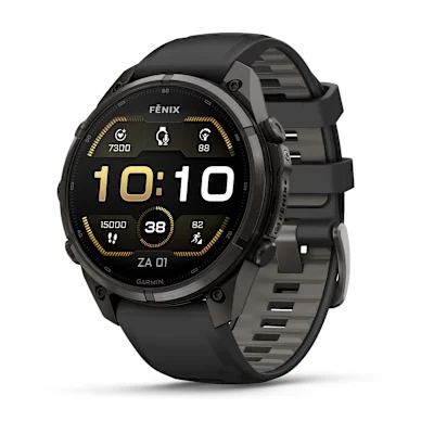 Garmin Fenix 9 Pro 47mm Amoled Carbon Grey DLC titanium met siliconen band in Zwart/Pebble Gray