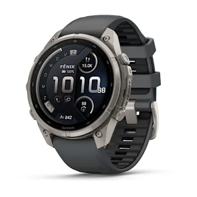 Garmin Fenix 9 Pro 47mm Amoled Inreach Titanium met Graphite/Zwarte siliconen band