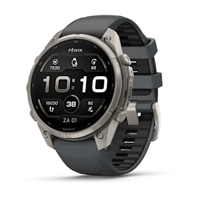 Garmin Fenix 9 Pro 47mm Amoled Titanium met Graphite/Zwarte siliconen band
