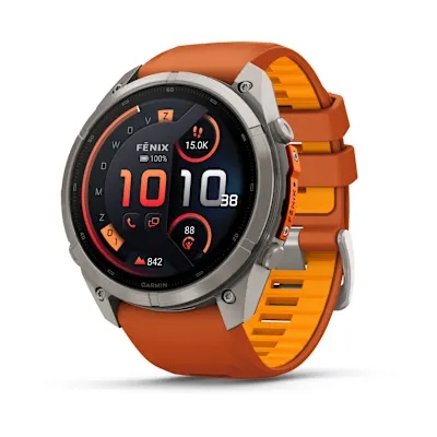 Garmin Fenix 9 Pro 51mm Amoled Inreach Titanium met siliconen band in Autumn Orange/Spark Orange