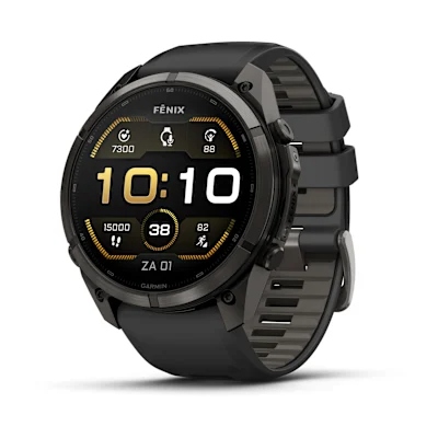 Garmin Fenix 9 Pro 51mm Amoled Carbon Grey DLC titanium met siliconen band in Zwart/Pebble Gray