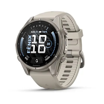 Garmin Fenix 9 43mm Titanium Met Siliconen Band In Fog Gray