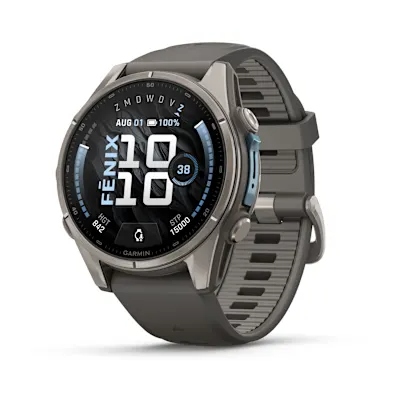 Garmin Fenix 9 43mm Titanium Met Siliconen Band In Pebble Gray