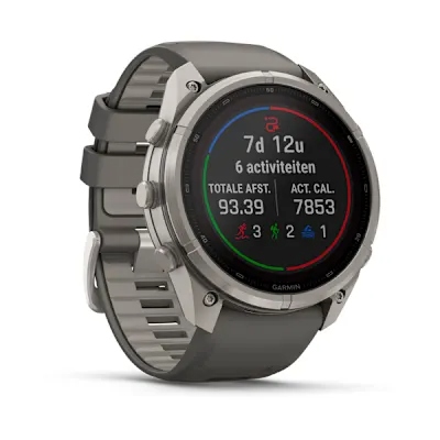 Garmin Fenix 9 Pro 51mm Solar Inreach Titanium met siliconen band in Pebble Gray