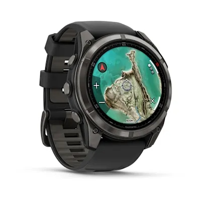 Garmin fenix 8 pro 51mm MicroLED Sapphire Carbon grey DLC-titanium met zwarte/pebble grey siliconen band