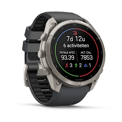 Garmin Fenix 9 Pro 51mm Amoled Inreach Titanium met Graphite/Zwarte siliconen band