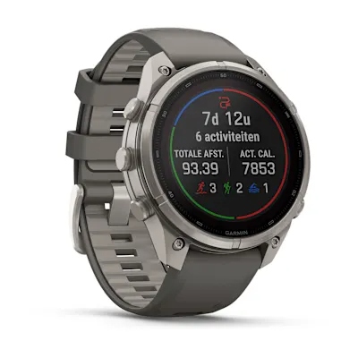 Garmin Fenix 9 Pro 47mm Solar Inreach Titanium met siliconen band in Pebble Gray