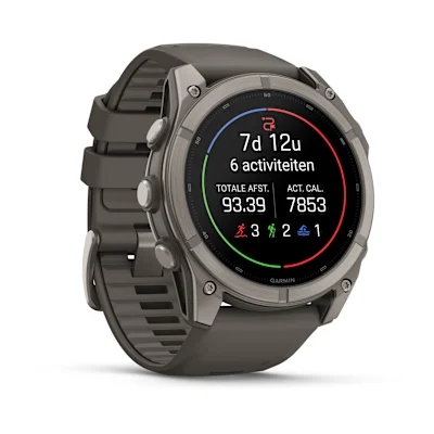 Garmin Fenix 9 51mm Titanium met siliconen band in Pebble Gray
