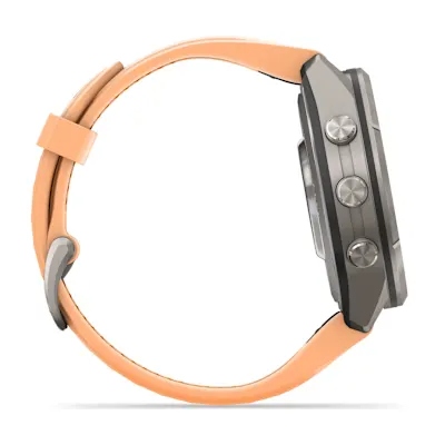 Garmin Fenix 9 Pro 43mm Amoled Inreach Titanium met siliconen band in Shell Pink/Autumn Orange