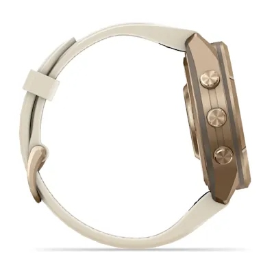 Garmin Fenix 9 Pro 43mm Amoled Inreach Autumn Gold Titanium met siliconen band in Crème/French Gray