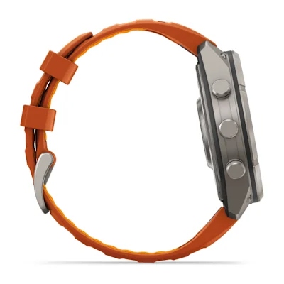 Garmin Fenix 9 Pro 47mm Amoled Inreach Titanium met siliconen band in Autumn Orange/Spark Orange