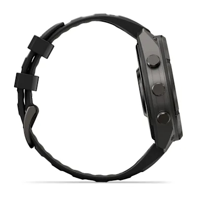 Garmin Fenix 9 Pro 47mm Amoled Carbon Grey DLC titanium met siliconen band in Zwart/Pebble Gray