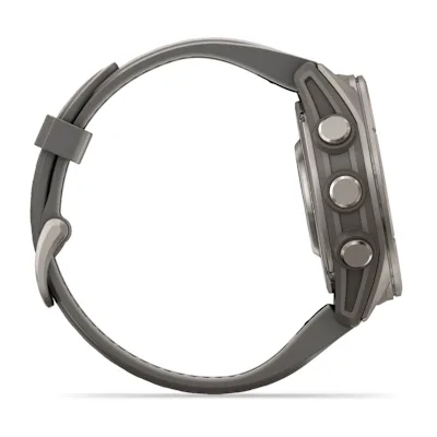 Garmin Fenix 9 43mm Titanium met siliconen band in Pebble Gray