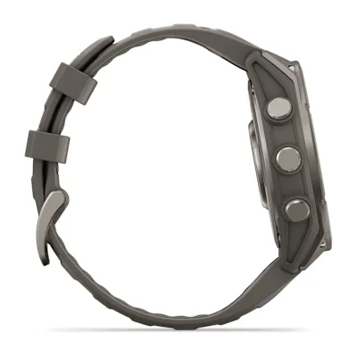 Garmin Fenix 9 47mm Titanium met siliconen band in Pebble Gray