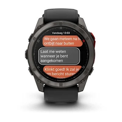 Garmin fenix 8 pro 51mm MicroLED Sapphire Carbon grey DLC-titanium met zwarte/pebble grey siliconen band