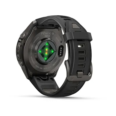 Garmin Fenix 9 Pro 43mm Amoled Inreach Carbon Grey DLC titanium met siliconen band in Zwart/Pebble Gray