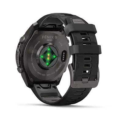Garmin Fenix 9 Pro 47mm Amoled Inreach Carbon Grey DLC titanium met siliconen band in Zwart/Pebble Gray