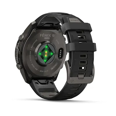 Garmin Fenix 9 Pro 47mm Amoled Carbon Grey DLC titanium met siliconen band in Zwart/Pebble Gray