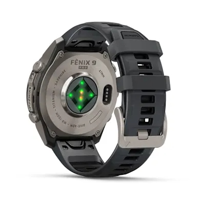 Garmin Fenix 9 Pro 47mm Amoled Inreach Titanium met Graphite/Zwarte siliconen band