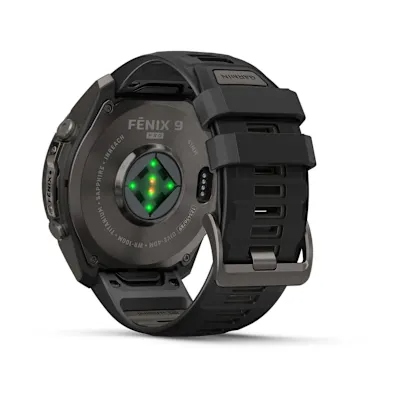 Garmin Fenix 9 Pro 51mm Amoled Inreach Carbon Grey DLC titanium met siliconen band in Zwart/Pebble Gray