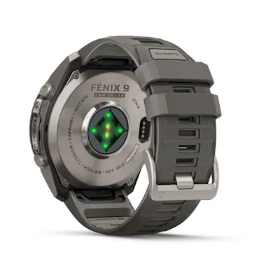 Garmin Fenix 9 Pro 51mm Solar Inreach Titanium met siliconen band in Pebble Gray