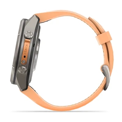 Garmin Fenix 9 Pro 43mm Amoled Inreach Titanium met siliconen band in Shell Pink/Autumn Orange