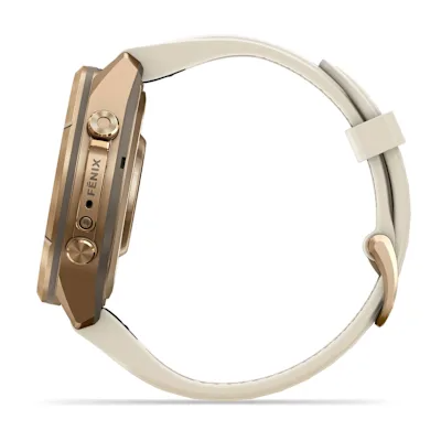 Garmin Fenix 9 Pro 43mm Amoled Inreach Autumn Gold Titanium met siliconen band in Crème/French Gray