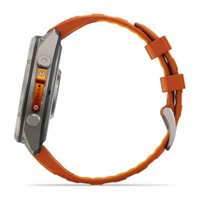 Garmin Fenix 9 Pro 47mm Amoled Inreach Titanium met siliconen band in Autumn Orange/Spark Orange