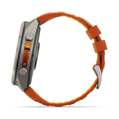 Garmin Fenix 9 Pro 51mm Amoled Inreach Titanium met siliconen band in Autumn Orange/Spark Orange