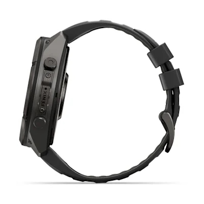 Garmin Fenix 9 Pro 51mm Amoled Carbon Grey DLC titanium met siliconen band in Zwart/Pebble Gray