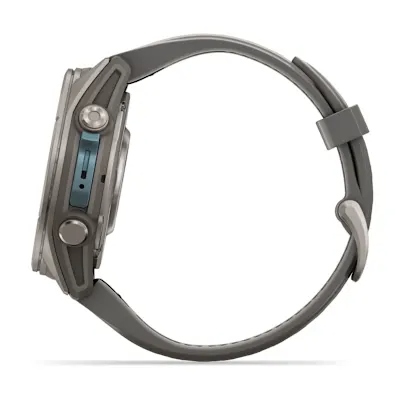 Garmin Fenix 9 43mm Titanium met siliconen band in Pebble Gray