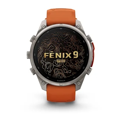 Garmin Fenix 9 Pro 47mm Amoled Inreach Titanium met siliconen band in Autumn Orange/Spark Orange