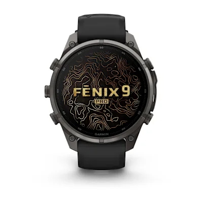Garmin Fenix 9 Pro 47mm Amoled Carbon Grey DLC titanium met siliconen band in Zwart/Pebble Gray