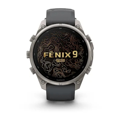 Garmin Fenix 9 Pro 47mm Amoled Inreach Titanium met Graphite/Zwarte siliconen band
