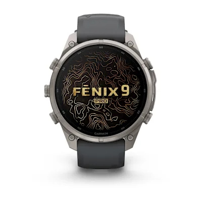 Garmin Fenix 9 Pro 47mm Amoled Titanium met Graphite/Zwarte siliconen band