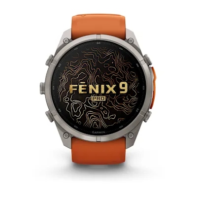 Garmin Fenix 9 Pro 51mm Amoled Inreach Titanium met siliconen band in Autumn Orange/Spark Orange