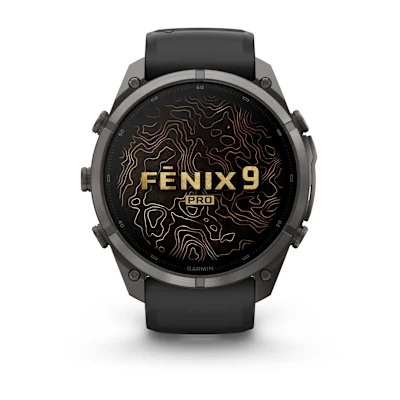 Garmin Fenix 9 Pro 51mm Amoled Carbon Grey DLC titanium met siliconen band in Zwart/Pebble Gray