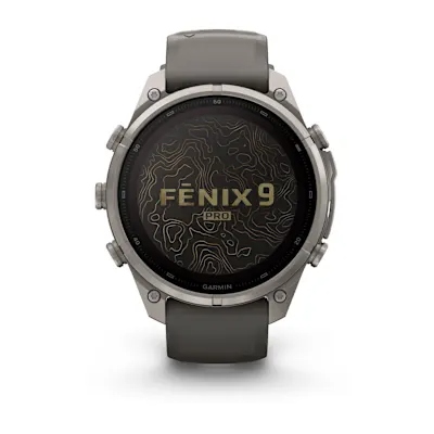 Garmin Fenix 9 Pro 47mm Solar Inreach Titanium met siliconen band in Pebble Gray