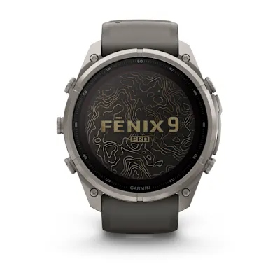 Garmin Fenix 9 Pro 51mm Solar Inreach Titanium met siliconen band in Pebble Gray