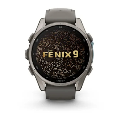 Garmin Fenix 9 43mm Titanium met siliconen band in Pebble Gray