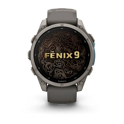 Garmin Fenix 9 47mm Titanium met siliconen band in Pebble Gray