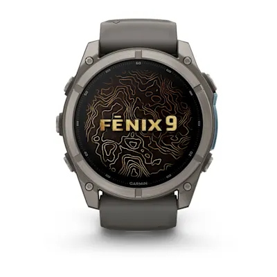 Garmin Fenix 9 51mm Titanium met siliconen band in Pebble Gray