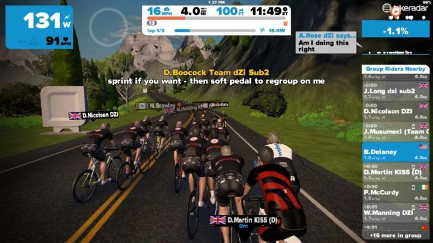 message du leader de l'événement zwift