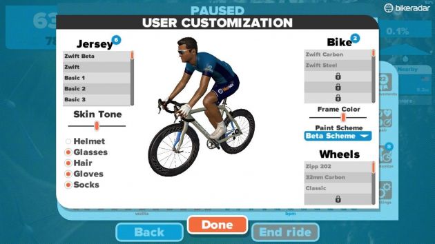 personnalisation des utilisateurs de zwift mobile